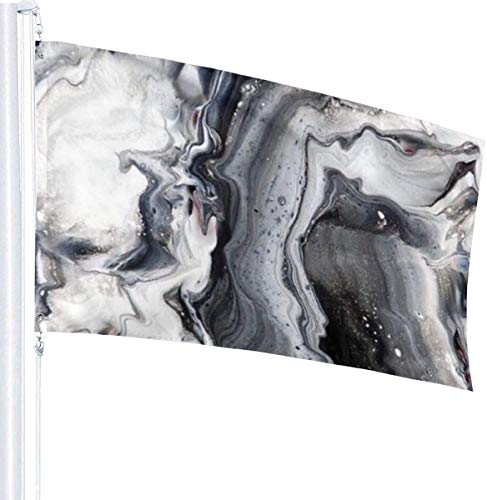 Viplili Banderas, Marble Pattern with Black Base Flag 3x5 Ft, Double Stitched Polyester with Brass Grommets 3x5 Feet Flags for Outdoor Indoor Home Decor