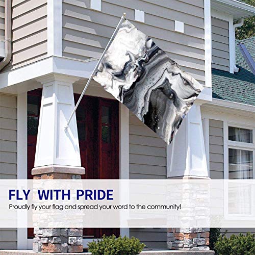 Viplili Banderas, Marble Pattern with Black Base Flag 3x5 Ft, Double Stitched Polyester with Brass Grommets 3x5 Feet Flags for Outdoor Indoor Home Decor