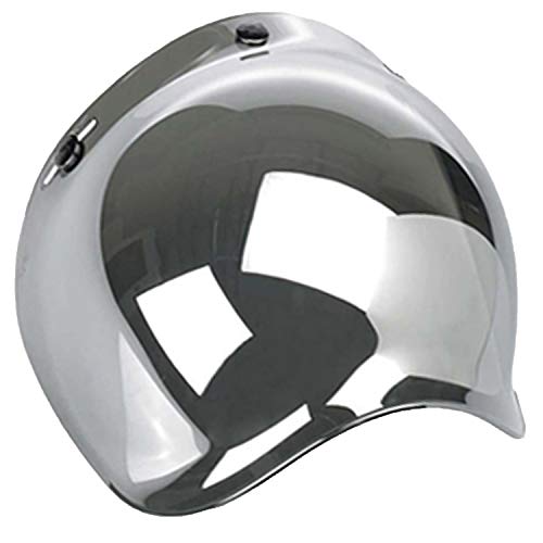 Visera Burbuja Para Casco Jet o Integral 3 Botones Bubble Universal Mecanismo Ajustable en 3 Alturas a Prueba De Viento Para Harley Biltwell Bell DMD Bandit Yam AFX Nolan Agv ( Espejo Plateado )