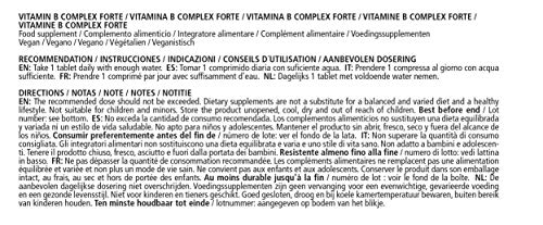 Vitamina B Complex, altamente concentrada, 120 comprimidos veganos, todas las vitaminas B sin estearato de magnesio, con calidad alemana premium