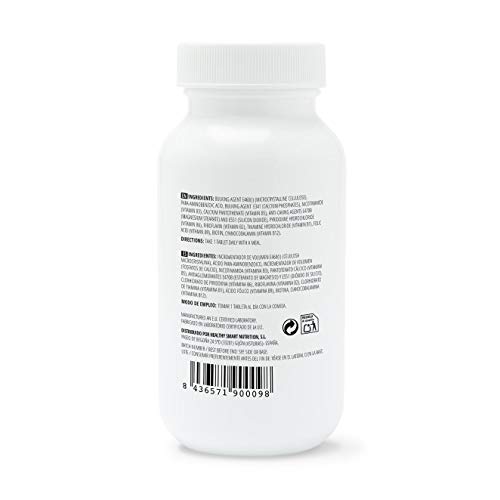 Vitamina B Complex de Vitaminalia | Suministro para 6 Meses | Todas las Vitaminas del Grupo B: B1 B2 B3 B5 B6 Biotina B9 B12 B10 (PABA) | Vegano, Sin OGM, Sin Gluten, Sin Lactosa | 180 Tabletas