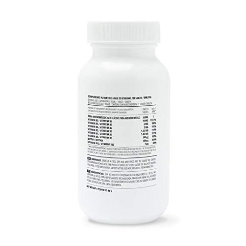 Vitamina B Complex de Vitaminalia | Suministro para 6 Meses | Todas las Vitaminas del Grupo B: B1 B2 B3 B5 B6 Biotina B9 B12 B10 (PABA) | Vegano, Sin OGM, Sin Gluten, Sin Lactosa | 180 Tabletas