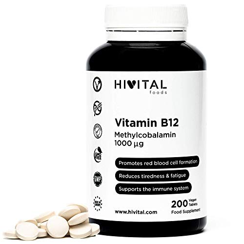 Vitamina B12 Metilcobalamina 1000 mcg | 200 comprimidos (Más de 6 meses de suministro) | Contribuye a la formación de glóbulos rojos, reduce el cansancio y la fatiga, y mejora el sistema inmunológico.
