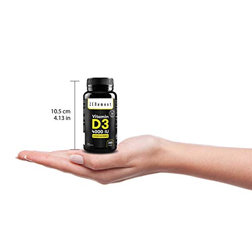 Vitamina D3 4000 UI, 365 Perlas | Vitamina D Natural (Colecalciferol) | con Aceite de Oliva | 1 Año de suministro | Huesos, músculos y sistema inmunológico | Sin Gluten, Sin Aditivos | de Zenement