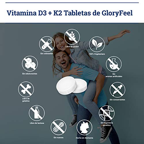 Vitamina D3 5.000 UI + Vitamina K2 MK-7 200 µg - 200 Tabletas - Premium: Vitamina K2 de 99,7+% All Trans MK7 (K2VITAL® de Kappa)