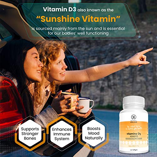 Vitamina D3 Herbal Holland: complemento de vitamina D 1000 UI para reforzar huesos, dientes, músculos y salud. La pura vitamina de sol D3 para mejorar tu ánimo: 120 cápsulas veganas.
