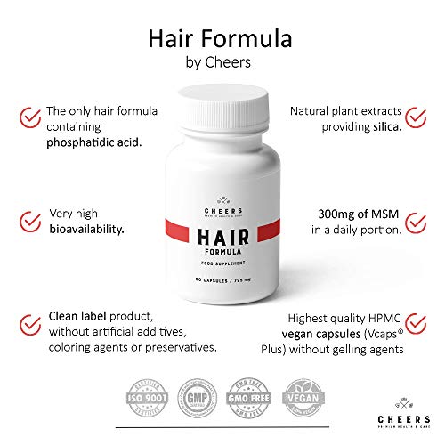 Vitaminas para el Crecimiento del Cabello - Tabletas contra la caída del Cabello - Suplemento para la regeneración del Cabello para engrosar el cabello - 60 cápsulas Veganas