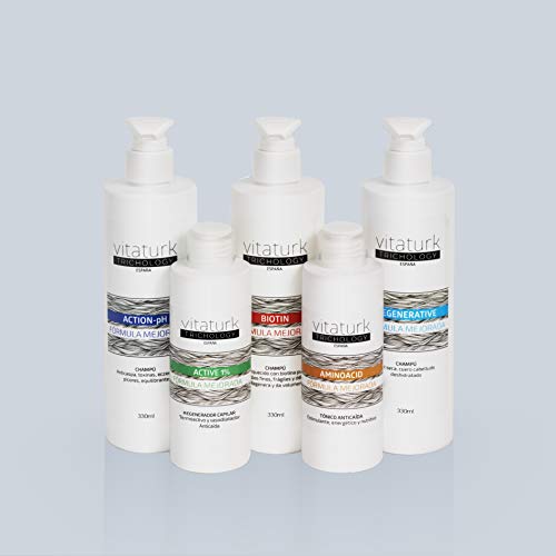 Vitaturk - Champú ACTION PH anticaída para desequilibrios del Ph. Picores, rojeces, caspa grasa. Sanea el cuero cabelludo de agentes patógenos | FABRICADO EN ESPAÑA |