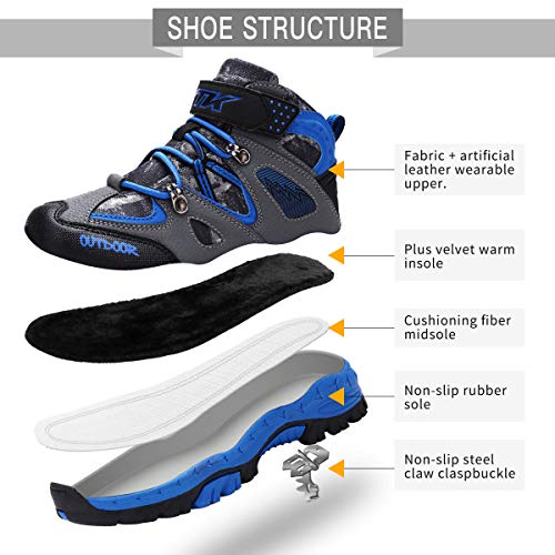 VITIKE VTKZapatos de Senderismo Niño Zapatos de Botas de Invierno para Niños Botas de Senderismo Cálido Forro Botas de Montaña Deportiva Cómoda Niño al Aire Libre Senderismo Trekking Zapatos