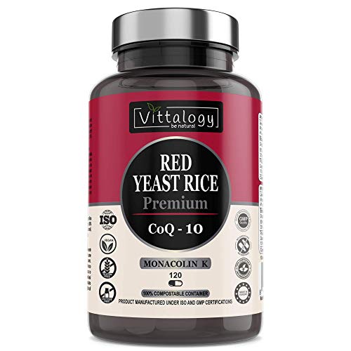 Vittalogy Red Yeast Rice Premium. Levadura de Arroz Rojo Con Coenzima Q10. Reduce el Colesterol. Alto Contenido En Monakolina K Con Extracto de Cardo Mariano, Policosanol Y Coenzima Q10. 120 Cápsulas