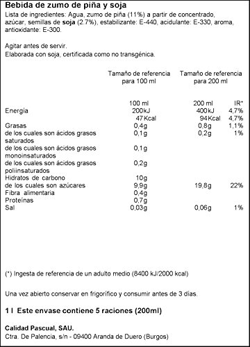 Vivesoy - Bebida de Zumo de Piña y Soja - 1 L