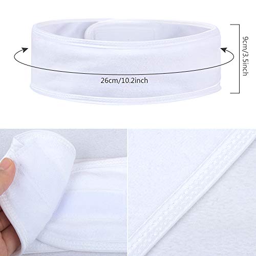 VIVOTE Diadema Maquillaje 4 Paquetes, Diadema de Spa Ajustable, Diadema Facial de Tela Suave para Lavado de Cara y Ducha, Blanco