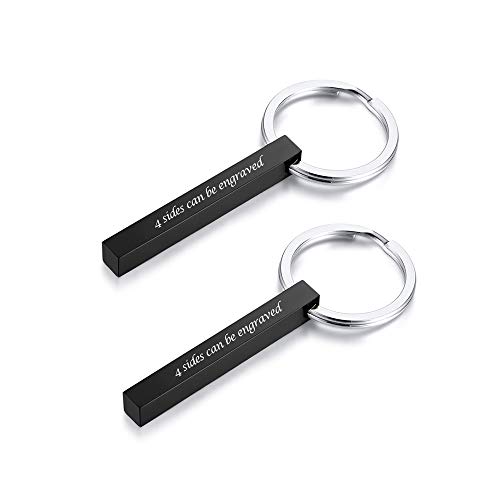 VNOX 2PCS Personalizado Parejas BFF Hermanos Hermanas Familia Socia Llaveros 4Lados Nombre 3D Accesorios de Equipaje/Bolso de Llavero de Barra Cuboide Vertical, Grabado Gratuito