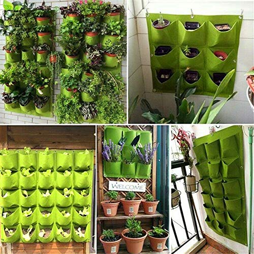 VOANZO 2 unidades Green Garden Vertical Planter Multi Pocket Soporte de pared Living Growing Bag Fieltro Maceta para hierbas en interiores y exteriores – 2 bolsillos (22 x 41 H)