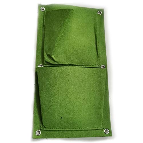 VOANZO 2 unidades Green Garden Vertical Planter Multi Pocket Soporte de pared Living Growing Bag Fieltro Maceta para hierbas en interiores y exteriores – 2 bolsillos (22 x 41 H)
