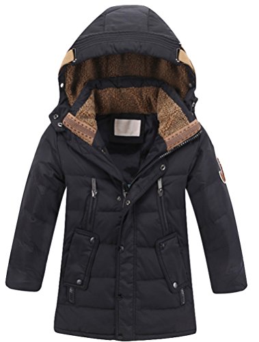 Vogstyle Abrigo de Invierno con Capucha para Niños Negro 13-14 años/Altura 160-170