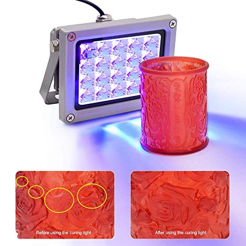 Vogvigo UV Resina Lámpara,Luz de Curado de Resina UV de 405 nm para SLA/DLP/Impresora 3D,Adecuado para Curado UV, Catálisis Fotoquímica, Terapia Médica, Pantalla LCD de Teléfono Móvil (20W)