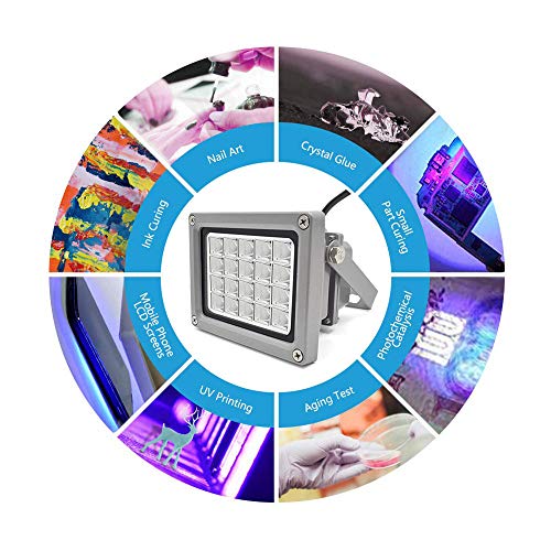 Vogvigo UV Resina Lámpara,Luz de Curado de Resina UV de 405 nm para SLA/DLP/Impresora 3D,Adecuado para Curado UV, Catálisis Fotoquímica, Terapia Médica, Pantalla LCD de Teléfono Móvil (20W)