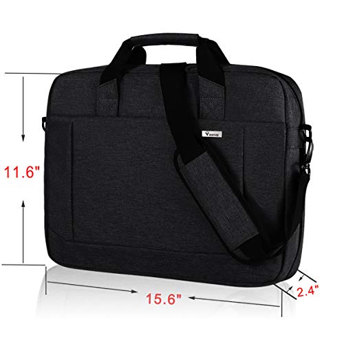 Voova 14 15 15.6 Maletín Funda para Ordenador Portátil Impermeable Bandolera para Netbooks,Expandible 30% Bolso Mensajero con Correa Extraíble Compatible con Macbook/Chromebook, Hombres/Mujeres,Negro