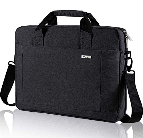Voova 14 15 15.6 Maletín Funda para Ordenador Portátil Impermeable Bandolera para Netbooks,Expandible 30% Bolso Mensajero con Correa Extraíble Compatible con Macbook/Chromebook, Hombres/Mujeres,Negro