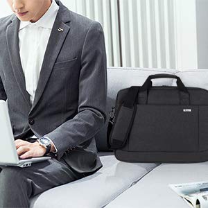 Voova 14 15 15.6 Maletín Funda para Ordenador Portátil Impermeable Bandolera para Netbooks,Expandible 30% Bolso Mensajero con Correa Extraíble Compatible con Macbook/Chromebook, Hombres/Mujeres,Negro