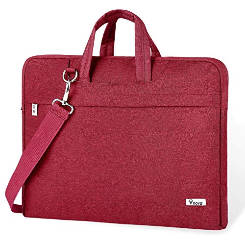 Voova 17 17.3 Pulgada Impermeable Funda Portatil Bolsa Multifuncional Maletín De Manga Grande,Ordenador Portátiles Funda con Asa De Transporte para Pavilion/ThinkPad X1/ Latitude, Hombre& Mujer, Rojo