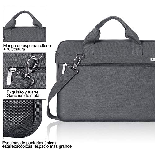 Voova 17.3 17 Pulgadas Funda Maletín de Ordenador Portatil, Upgrade Protectora Bandolera Bolso Multifuncional Delgado Compatible para Envy, Yoga ThinkPad, Chromebook, HP Acer, Hombre y Mujer, Gris