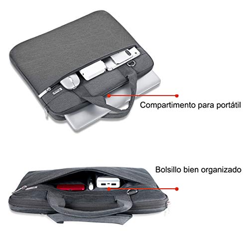 Voova 17.3 17 Pulgadas Funda Maletín de Ordenador Portatil, Upgrade Protectora Bandolera Bolso Multifuncional Delgado Compatible para Envy, Yoga ThinkPad, Chromebook, HP Acer, Hombre y Mujer, Gris