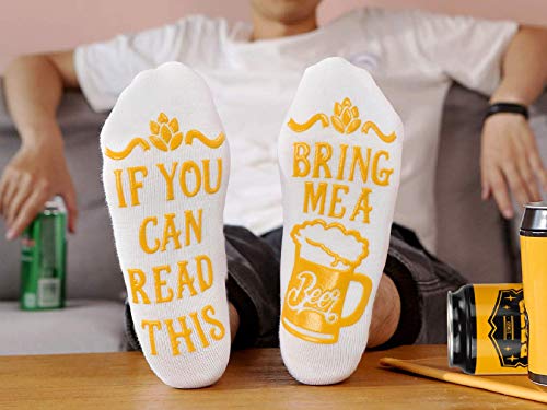 voqeen Calcetines Divertidos Calcetines de Algodon Cerveza de Otoño y Invierno Unisex para Mujer Hombre,en lata de cerveza, Divertidos Calcetines Regalos de navidad (Blanco)