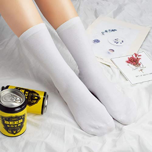 voqeen Calcetines Divertidos Calcetines de Algodon Cerveza de Otoño y Invierno Unisex para Mujer Hombre,en lata de cerveza, Divertidos Calcetines Regalos de navidad (Blanco)