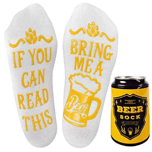 voqeen Calcetines Divertidos Calcetines de Algodon Cerveza de Otoño y Invierno Unisex para Mujer Hombre,en lata de cerveza, Divertidos Calcetines Regalos de navidad (Blanco)