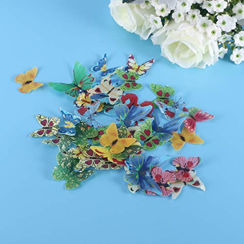 Vosarea Cupcake Toppers, 40pcs Mixed Comestibles Glutinosa Oblea Papel de arroz Pastel de Mariposa Decoraciones para Pasteles Herramientas para Pastel de cumpleaños (Patrón Surtido)