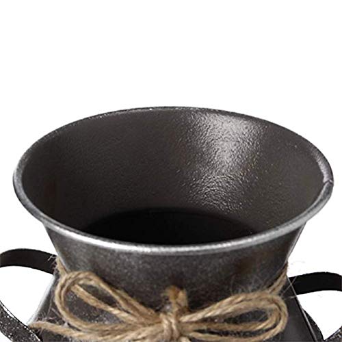 VOSAREA Jarrón Decorativo rústico con Saludos y diseño de Cuerda Leche de Metal Puede Jarra campestre para Sala de Estar, Dormitorio, Cocina (Familiar)