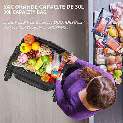 VOUNOT Carro de la Compra Plegable con 6 Ruedas, para Subir Escaleras, Bolsa Impermeable de 35 L, Negro