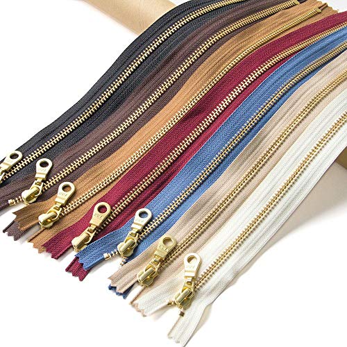 VOWAN 1 Pieza de Cremallera metálica de Diente de Oro Cierre automático Cierre automático Bolsa de Bricolaje Botas de Monedero Cremalleras Accesorios de Ropa, F Beige, 50CM