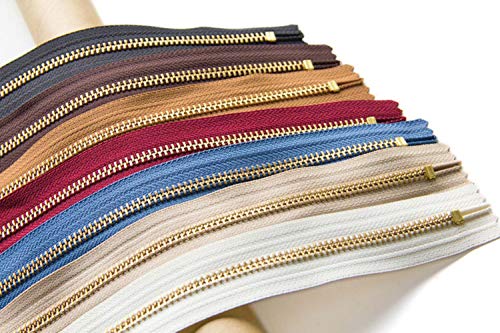 VOWAN 1 Pieza de Cremallera metálica de Diente de Oro Cierre automático Cierre automático Bolsa de Bricolaje Botas de Monedero Cremalleras Accesorios de Ropa, F Beige, 50CM