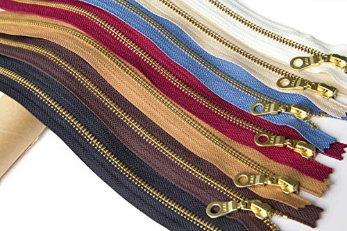 VOWAN 1 Pieza de Cremallera metálica de Diente de Oro Cierre automático Cierre automático Bolsa de Bricolaje Botas de Monedero Cremalleras Accesorios de Ropa, F Beige, 50CM