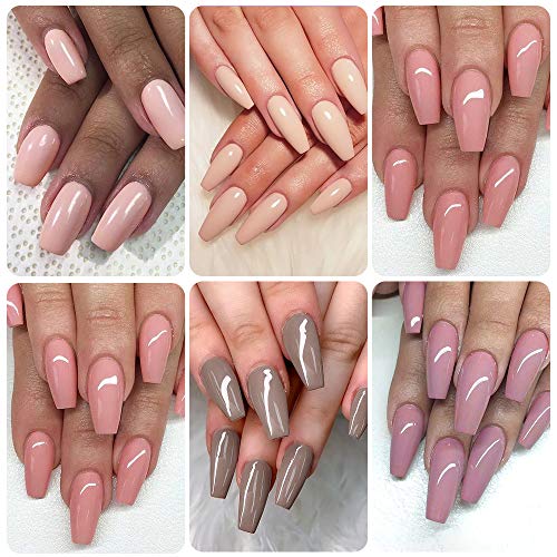 VOXURY Esmaltes Semipermanentes de Pastel Uñas en Gel UV LED, 6pcs Colores Rosa Nude Kit de Esmaltes de Uñas en Gel 10ml