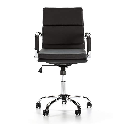 VS Venta-stock Sillón de Oficina Fenix reclinable Negro, Piel sintética, Silla ejecutiva con conjín engrosados, Altura Ajustable, Diseño ergonómico
