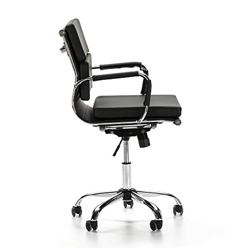 VS Venta-stock Sillón de Oficina Fenix reclinable Negro, Piel sintética, Silla ejecutiva con conjín engrosados, Altura Ajustable, Diseño ergonómico