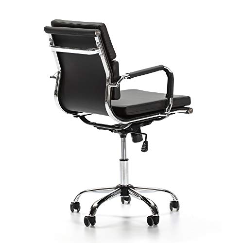 VS Venta-stock Sillón de Oficina Fenix reclinable Negro, Piel sintética, Silla ejecutiva con conjín engrosados, Altura Ajustable, Diseño ergonómico