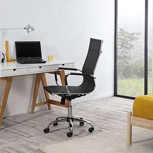 VS Venta-stock Sillón de Oficina Slim reclinable, Tejido Transpirable, Silla ejecutiva con reposacabezas, Altura Ajustable, Diseño ergonómico