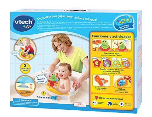 Vtech Aquasilla 2 en 1, silla de baño y panel de actividades, juguete para jugar dentro y fuera del agua, multicolor (80-515422)