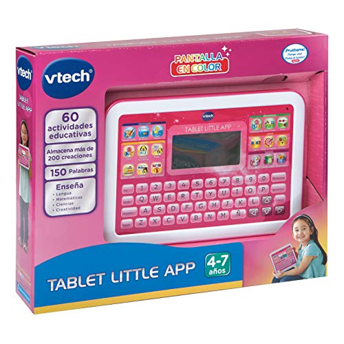 VTech -Little App Tableta educativa Infantil, Pantalla LCD a Color, Juguete para aprender en casa,Contenido Especial para niños, enseña destrezas matemáticas, lingüísticas, Creativas y cognitivas,Rosa