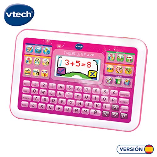 VTech -Little App Tableta educativa Infantil, Pantalla LCD a Color, Juguete para aprender en casa,Contenido Especial para niños, enseña destrezas matemáticas, lingüísticas, Creativas y cognitivas,Rosa