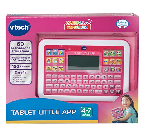 VTech -Little App Tableta educativa Infantil, Pantalla LCD a Color, Juguete para aprender en casa,Contenido Especial para niños, enseña destrezas matemáticas, lingüísticas, Creativas y cognitivas,Rosa