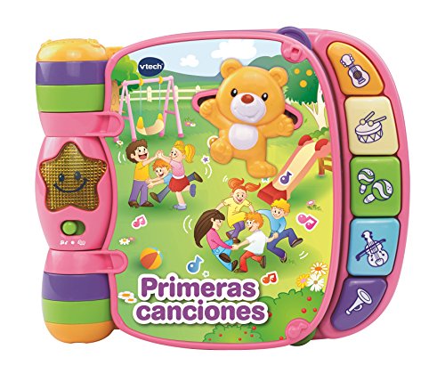 VTech- Primeras Rosa Libro Interactivo con Las Principales Canciones Populares para niños, Botones de Piano para Aprender Instrumentos, Sonidos y Notas Musicales (80-166757), Color