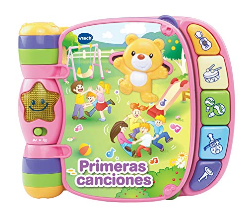 VTech- Primeras Rosa Libro Interactivo con Las Principales Canciones Populares para niños, Botones de Piano para Aprender Instrumentos, Sonidos y Notas Musicales (80-166757), Color