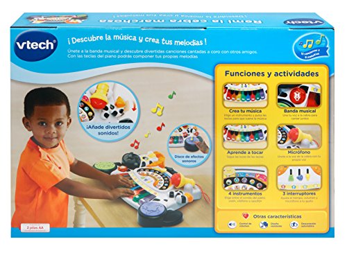 VTech- Remi la Cebra marchosa Piano Aprende Música Notas E Instrumentos con Teclado Interactivo, Multicolor, Talla Única (3480-179122) , color/modelo surtido