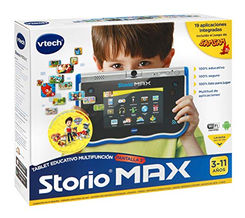 VTech- Storio MAX Tablet Educativa para Niños, Multifunción, Pantalla Táctil de 5", Cámara Giratoria 180º, Fotos y Vídeos, Color Azul (3480-183822)